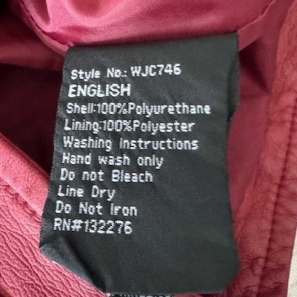 Lock and Love faux leather vegan motorcycle jacket. Red w/ zips. Sz Small - Picture 8 of 8